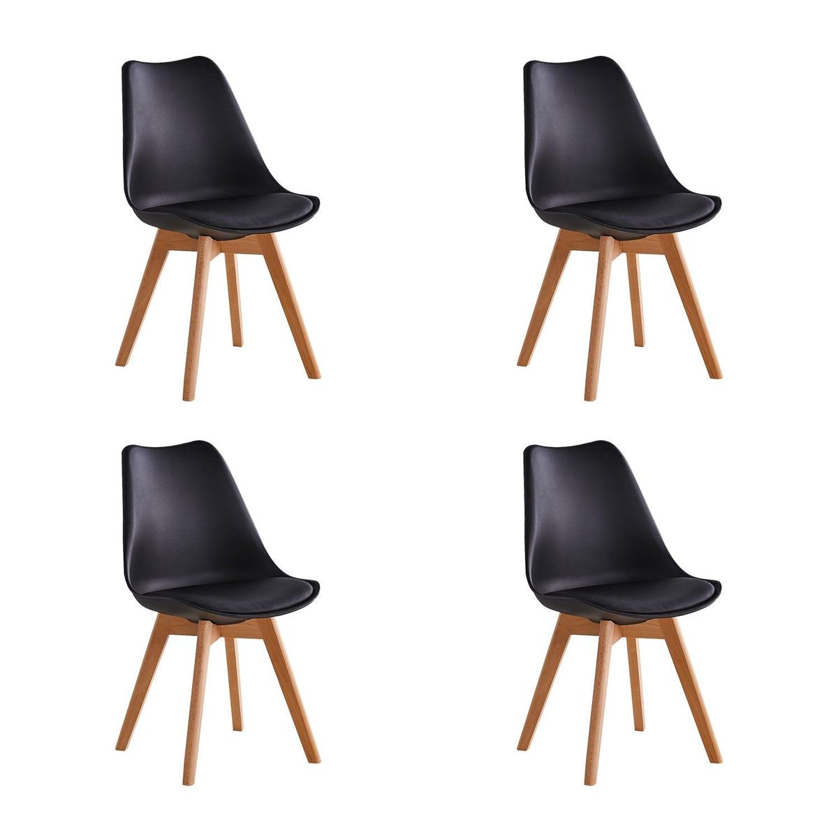 MIDTOWN - Pack x4 Sillas de Comedor Tulip Negra Midtown - Negro