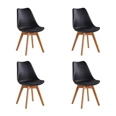 MIDTOWN - Pack x4 Sillas de Comedor Tulip Negra - Negro