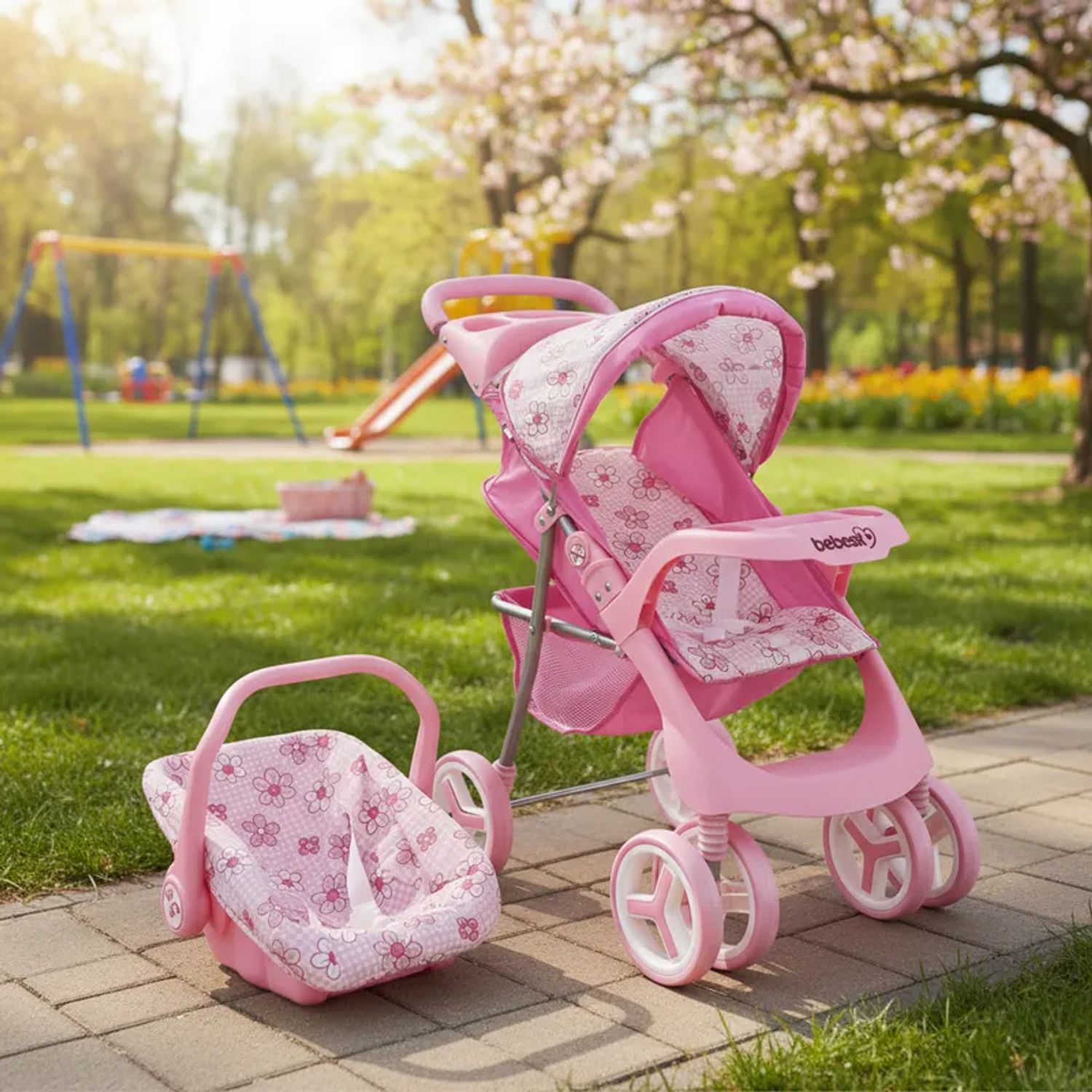 BEBESIT Coche Travel de Juguete para Muñeca Flor Bebesit