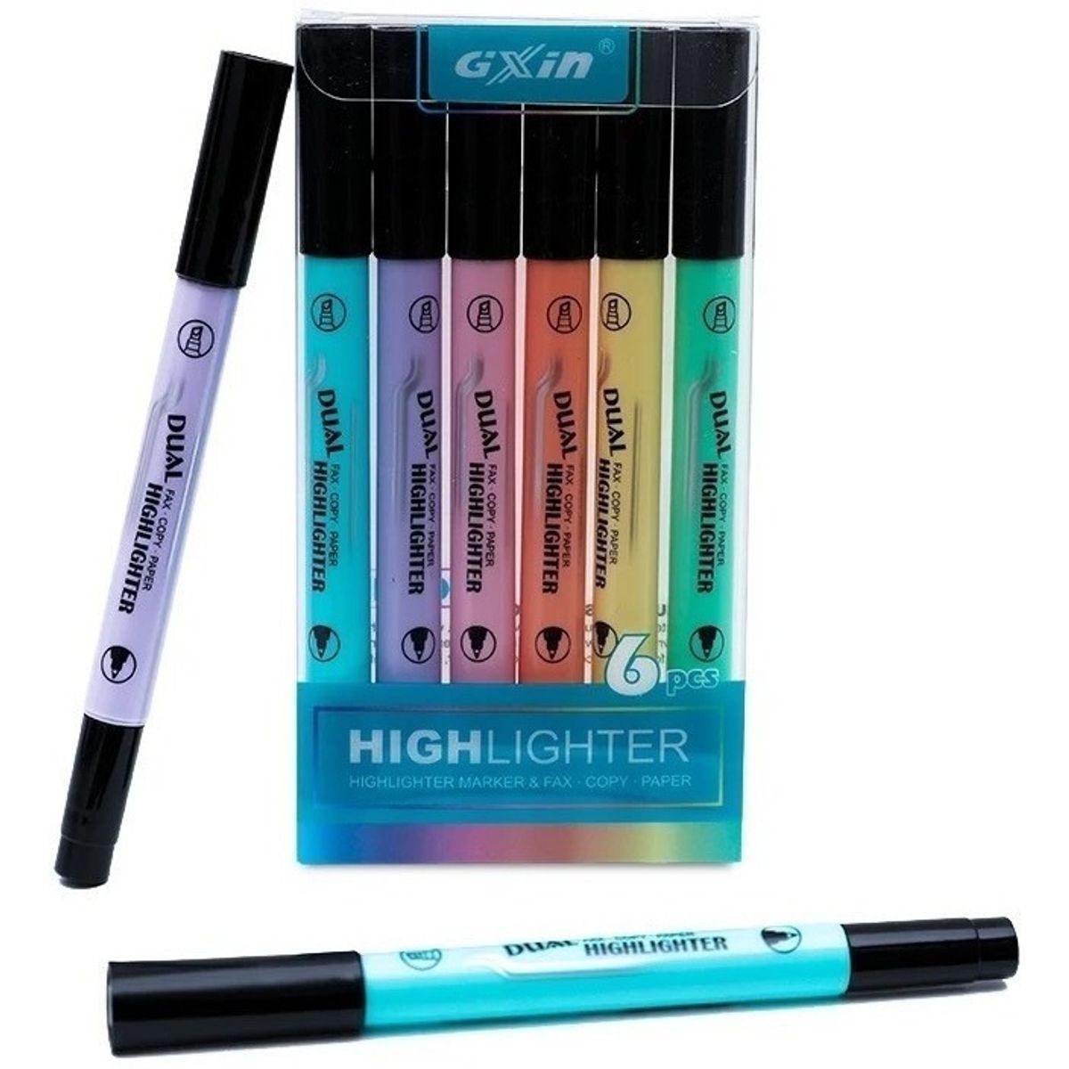 GENERICO - Destacadores Doble Punta Set 6 Unidades - Pastel