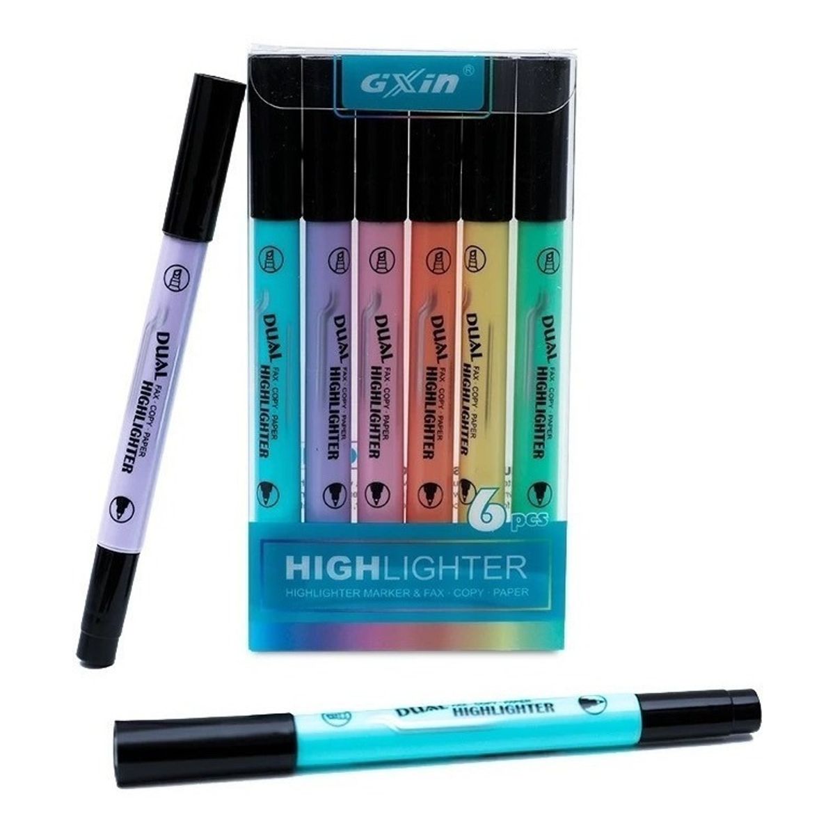 GENERICO - Destacadores Doble Punta Set 6 Unidades - Pastel