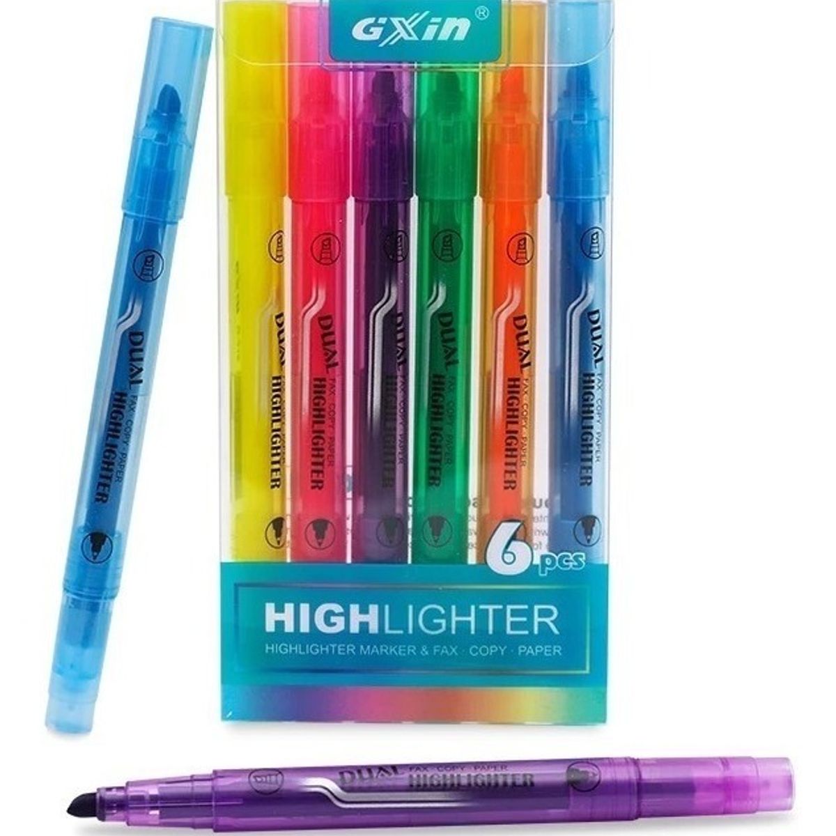 GENERICO - Destacadores Doble Punta Set 6 Unidades - Fluor