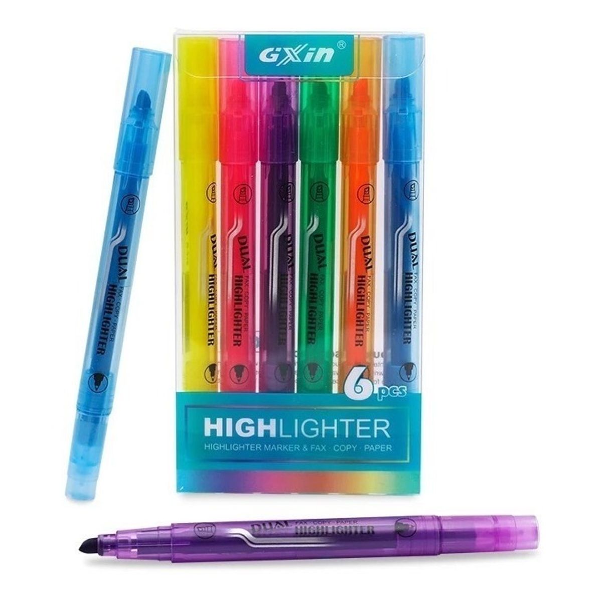 GENERICO - Destacadores Doble Punta Set 6 Unidades - Fluor