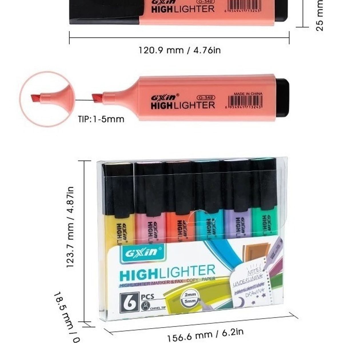 GENERICO - Destacadores Original Set 6 Unidades - Pastel