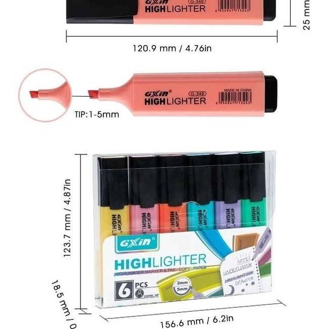 GENERICO - Destacadores Original Set 6 Unidades - Pastel