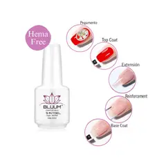 BLUUM - Esmalte 5en1 Base Top Pegamento Reinforcement Extensión 15ml
