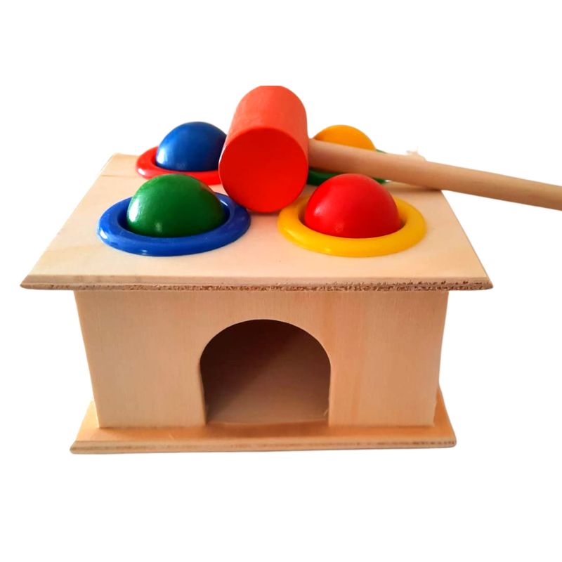 GENERICO - Juguete Madera Montessori Caja Martillo Didáctico Motricidad
