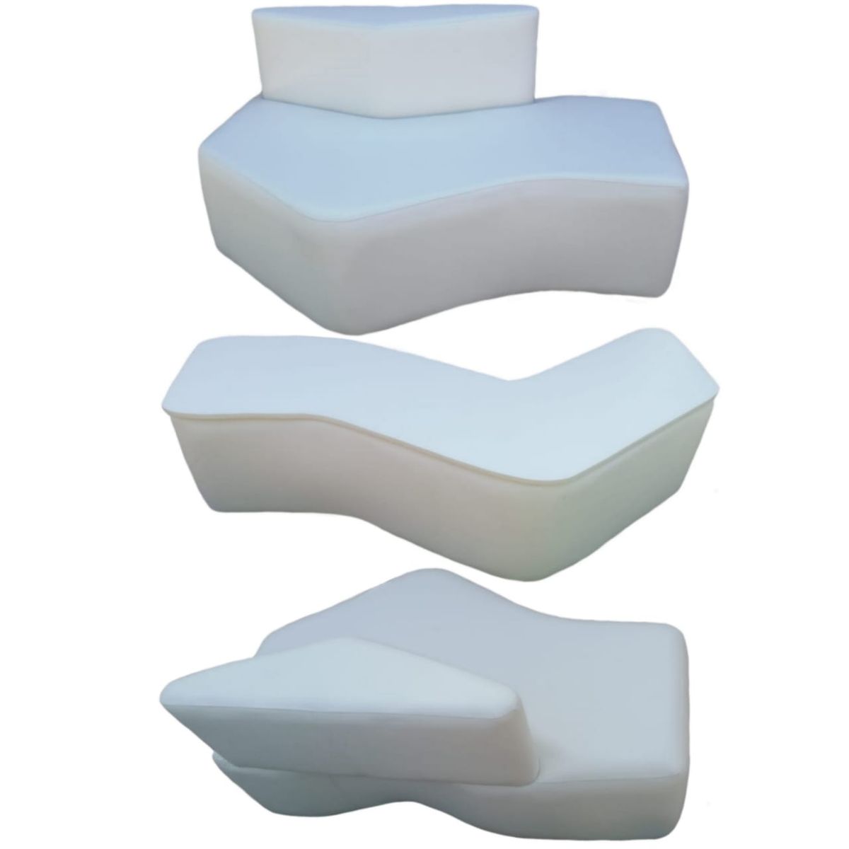 GENERICO - JUEGO MODULAR OXFORD DESIGN  2 SOFAS + 1 MESA  BLANCO