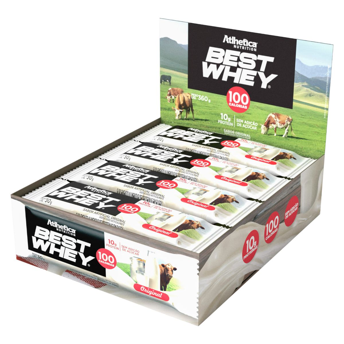 ATLHETICA NUTRITION - Box 12 Barras Best Whey 10gr - Atlhetica -  Sabor Original (Leche)