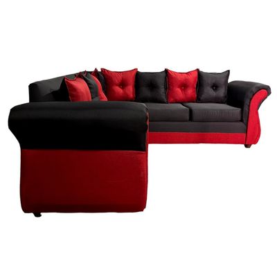 Imagen 2 del producto Seccional 5 cuerpos Marsella bicolor lino rojo negro