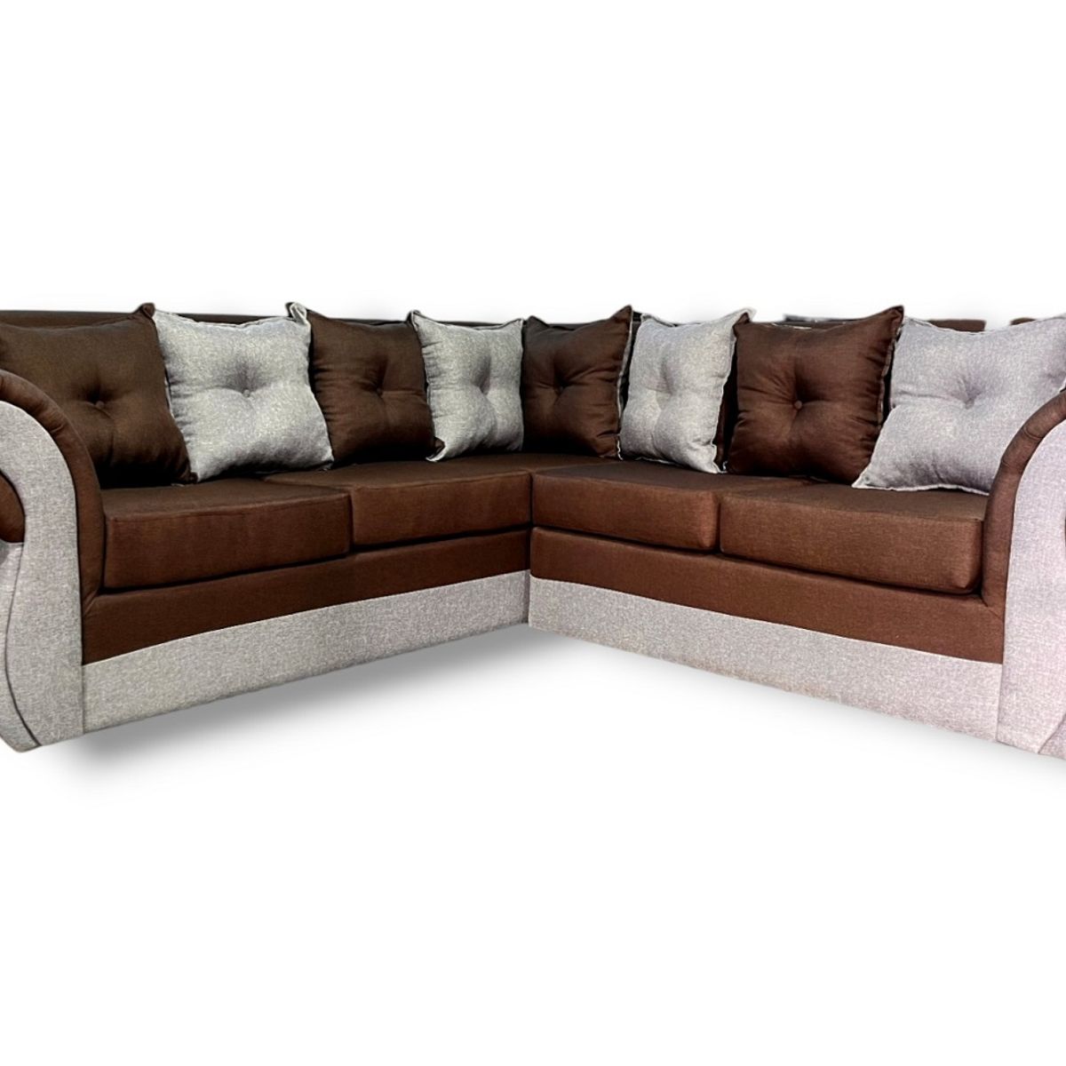 DUNA - Seccional 5 cuerpos Marsella bicolor lino café gris