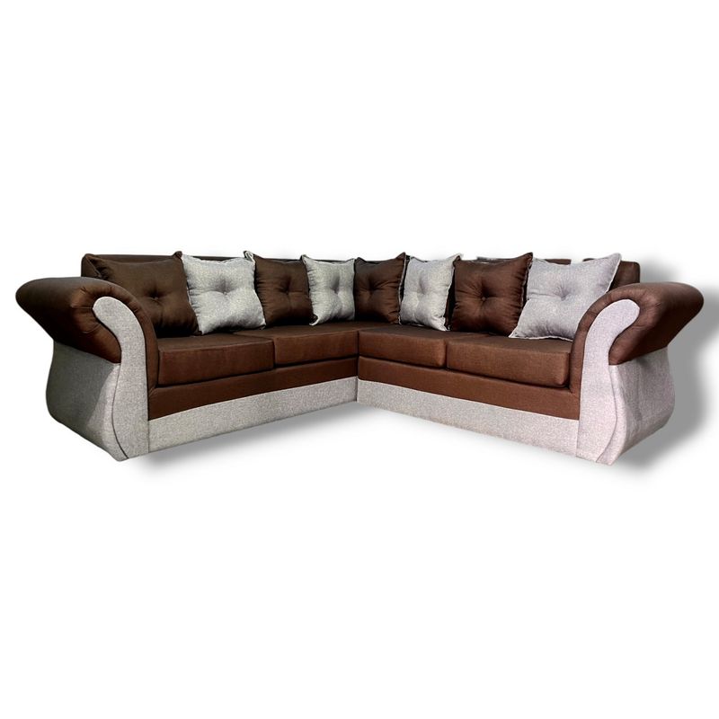DUNA - Seccional 5 cuerpos Marsella bicolor lino café gris
