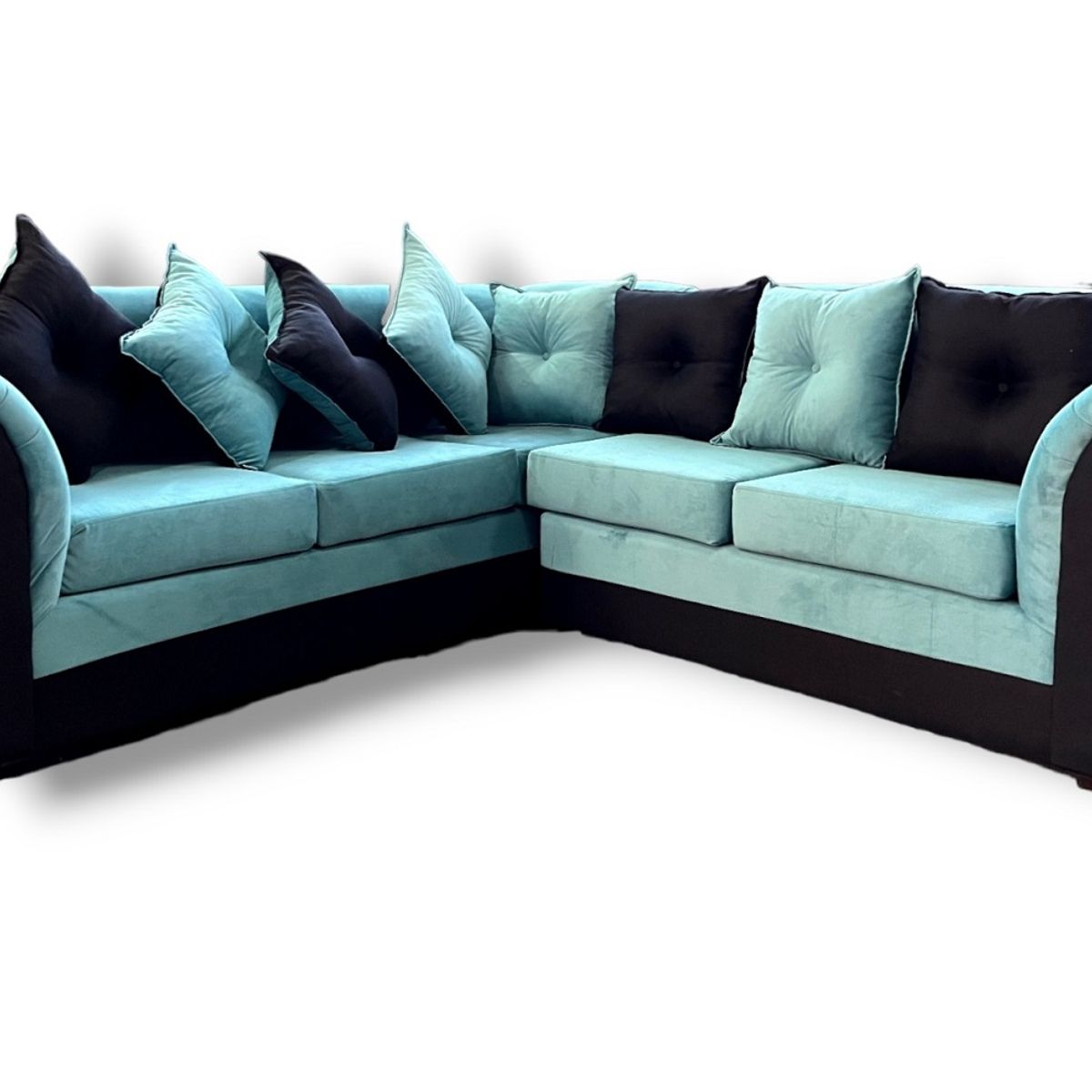 DUNA - Seccional 5 cuerpos Marsella lino felpa negro turquesa