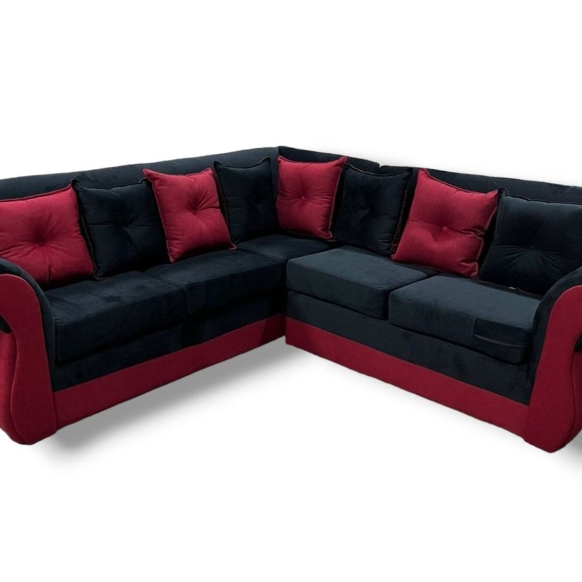 DUNA - Seccional 5 cuerpos Marsella lino/felpa negro/burdeos