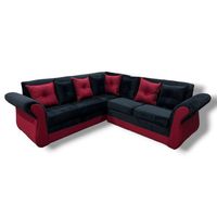 Seccional 5 cuerpos Marsella lino/felpa negro/burdeos