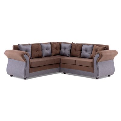 Imagen 2 del producto Seccional 5 Cuerpos Marsella Lino Felpa Café y Gris