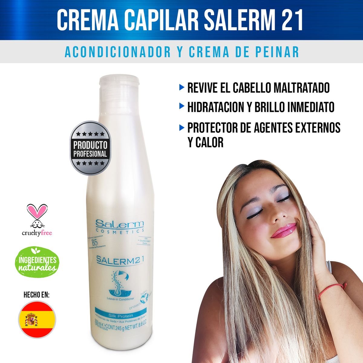 SALERM - Acondicionador Salerm 21 Proteína De Seda Hidratante 250ml…