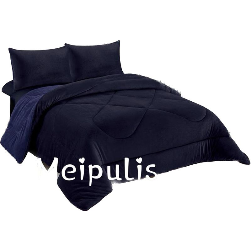 GENERICO - Cubrecama de Invierno Plush con Chiporro 2 P Azul Marino