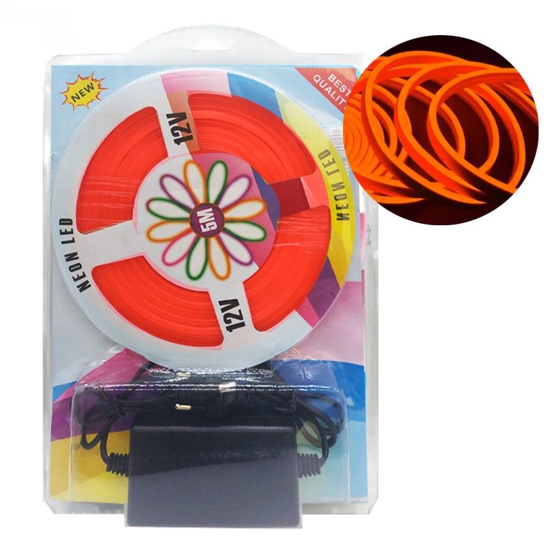 GENERICO - Cinta Neon Led 12v Flexible 5m Incluye Transformador 220v Rojo