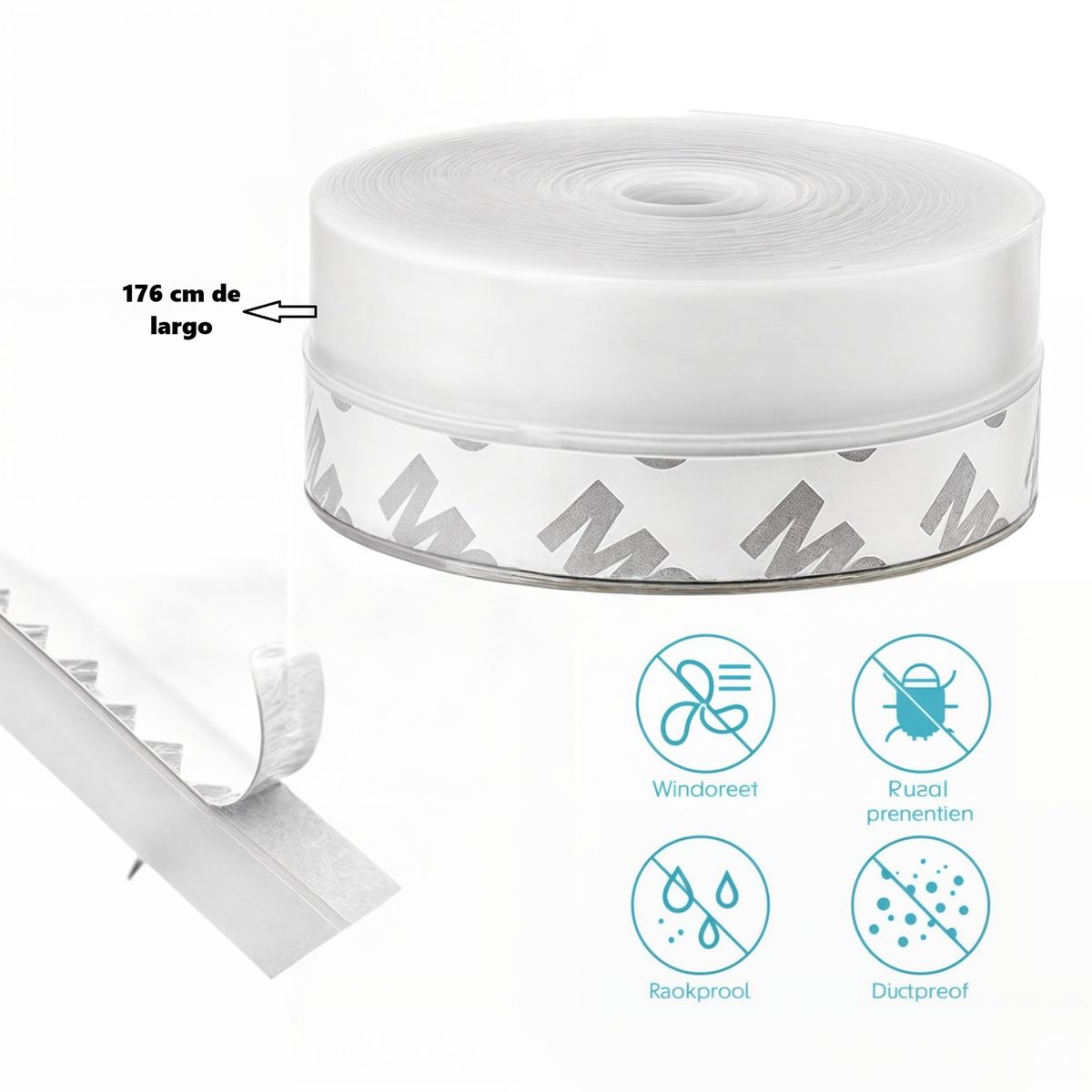 GENERICO - Cinta aislante silicona para puertas ventanas 2 rollos cinta de aislar