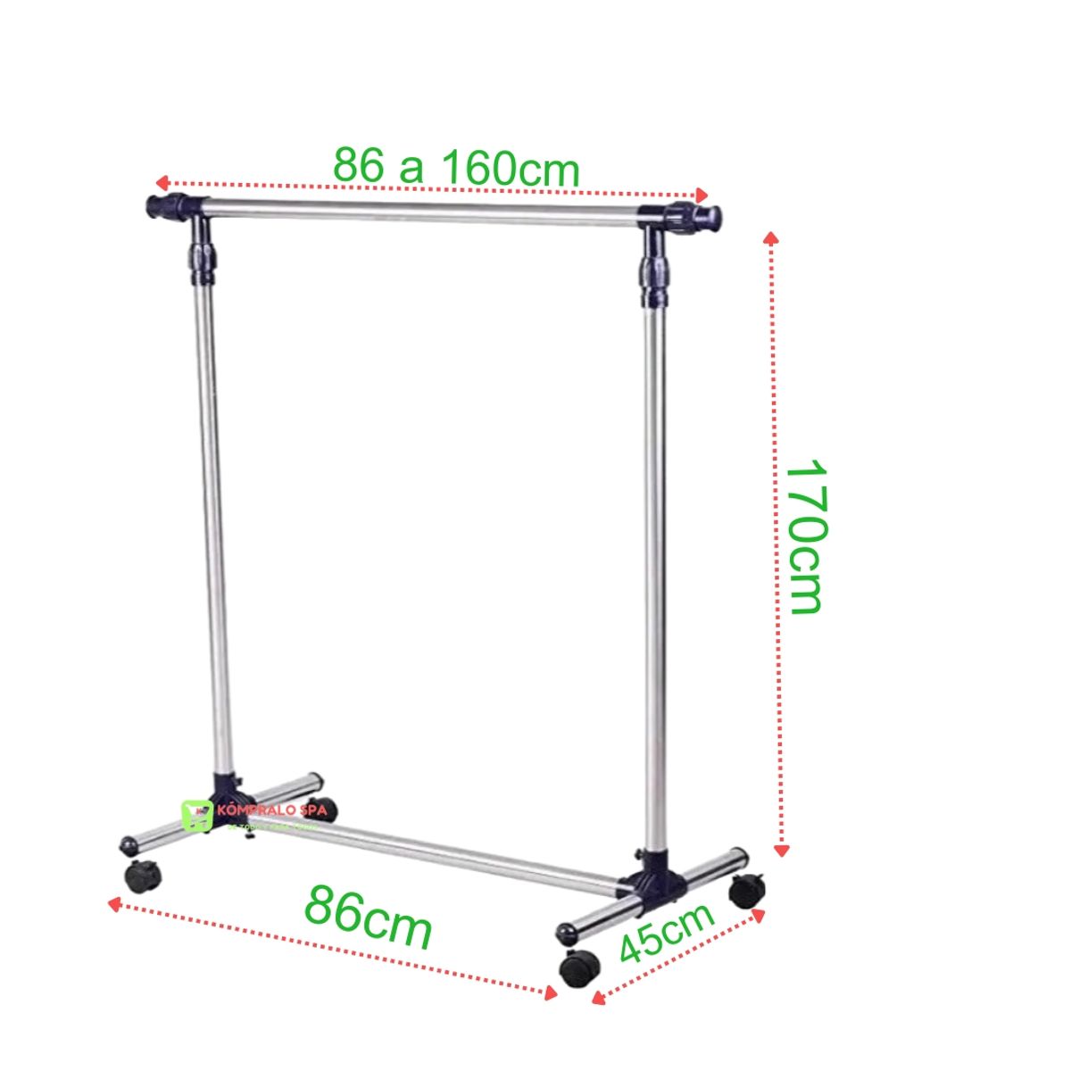 GENERICO - Perchero Metal Extendible Simple con Ruedas 160cm