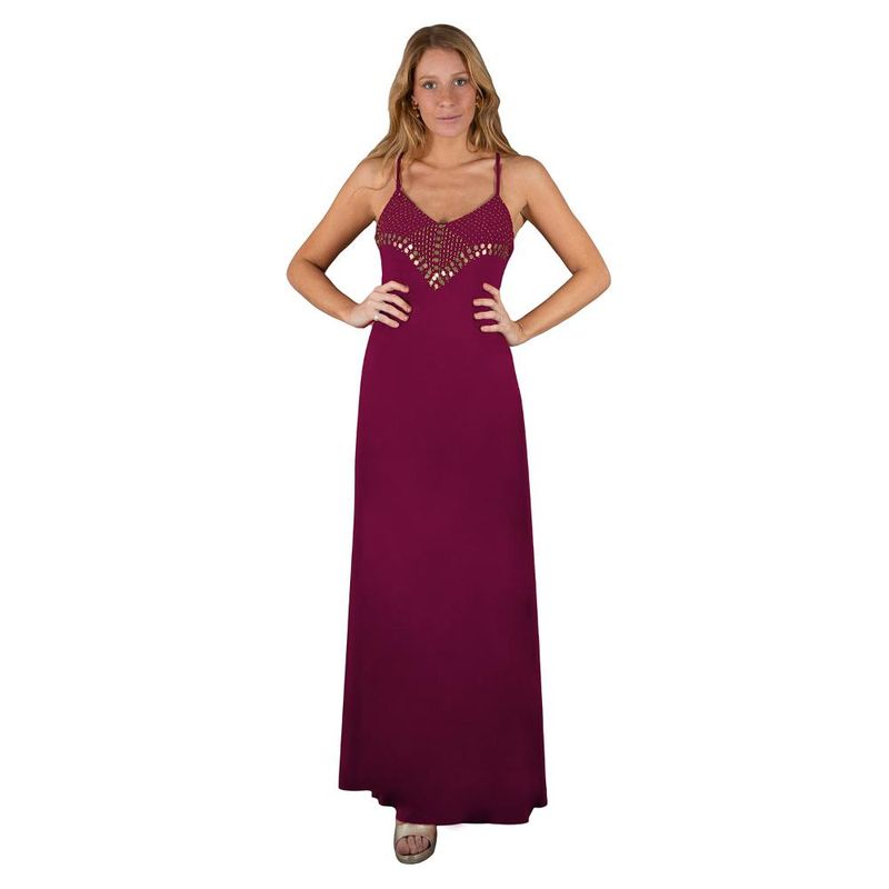 MARIA PASKARO - Vestido Largo Berlin Cherry Bordado C Maria Paskaro - Burdeos