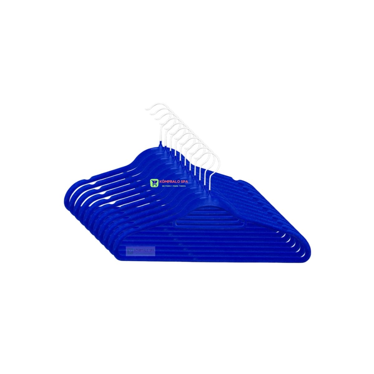 GENERICO - Pack 10 Colgadores Terciopelo Antideslizante Azul 42cm
