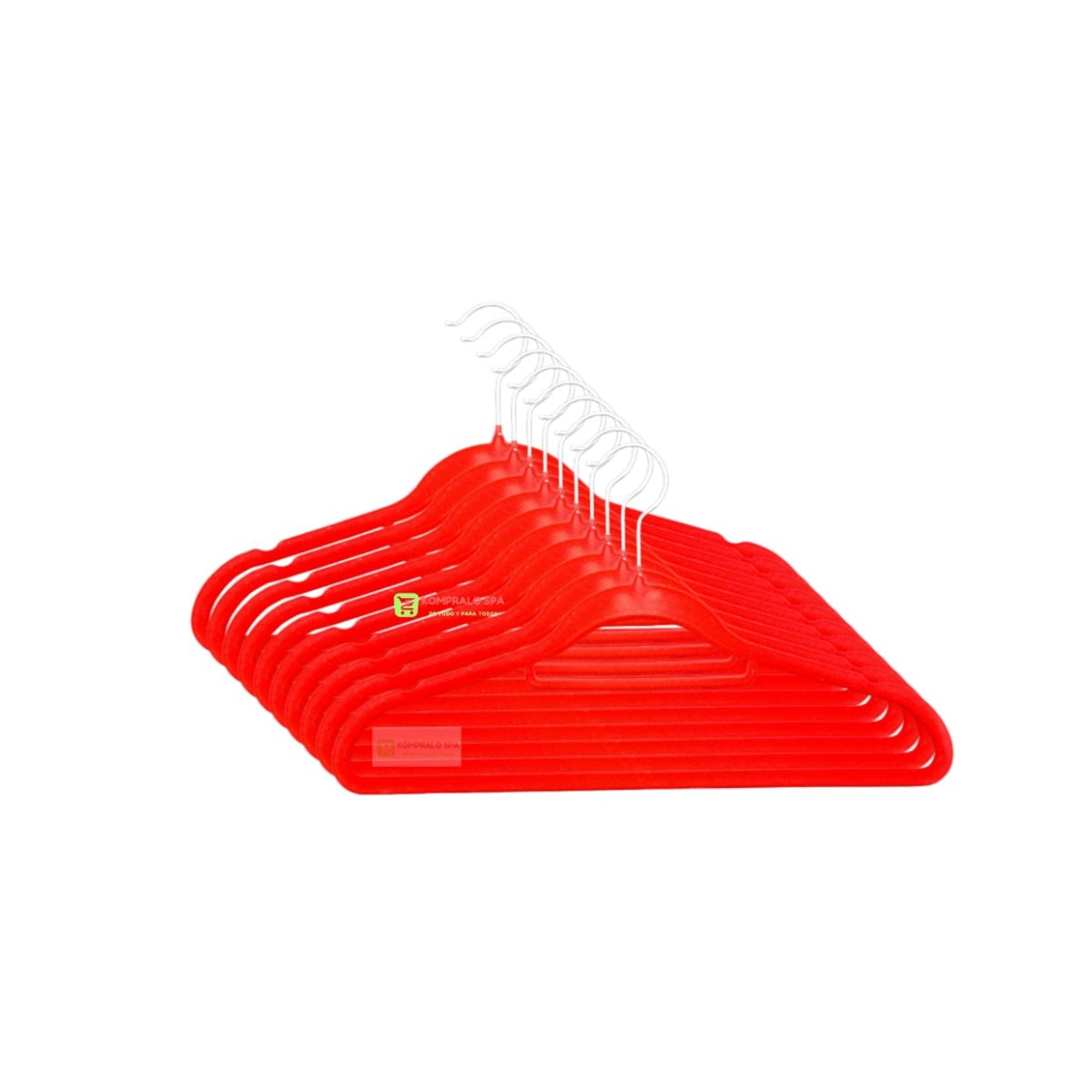 GENERICO - Pack 10 Colgadores Terciopelo Antideslizante Rojo 42cm