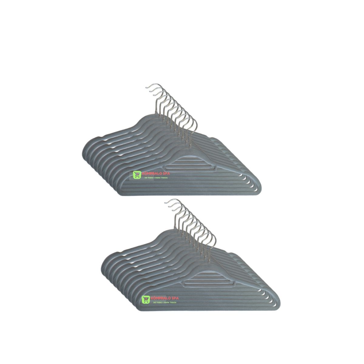 GENERICO - Pack 20 Colgadores Terciopelo Antideslizante Gris 42cm