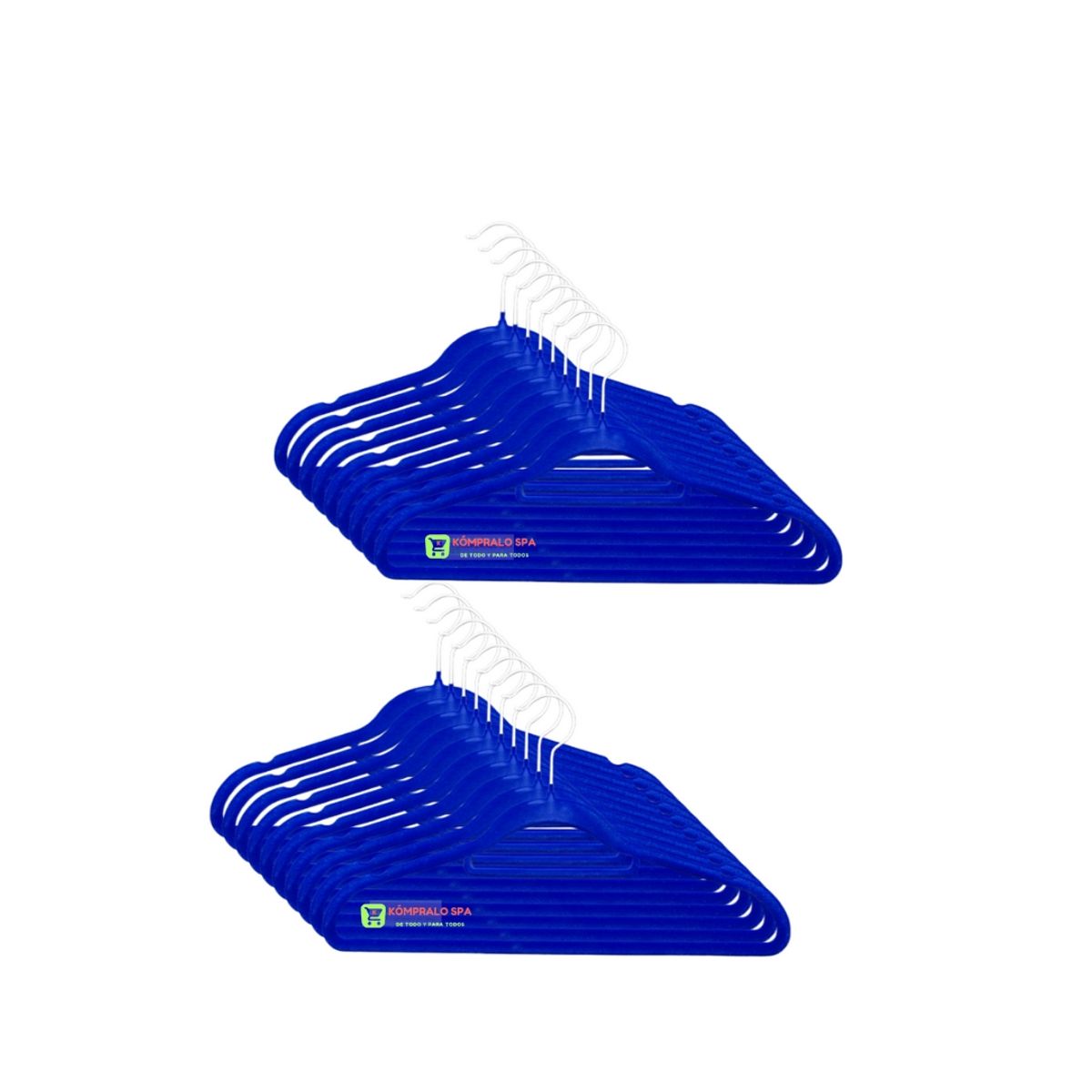 GENERICO - Pack 20 Colgadores Terciopelo Antideslizante Azul 42cm