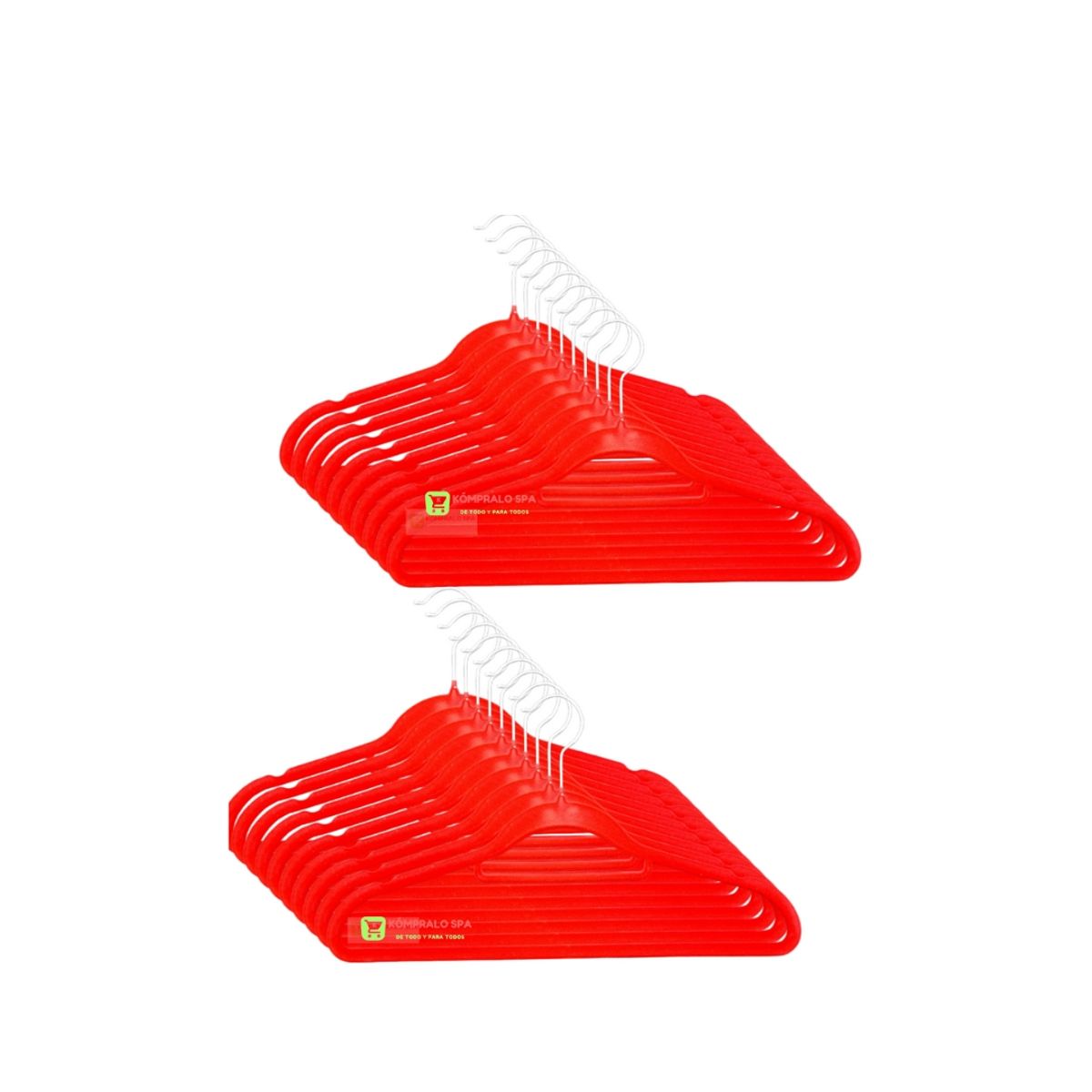 GENERICO - Pack 20 Colgadores Terciopelo Antideslizante Rojo 42cm