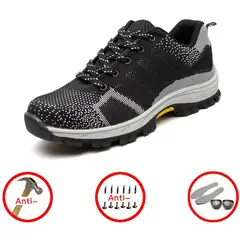 TIOZONEY - Zapatos Trabajo Zapatillas Seguridad Puntera de Acero Respirable.