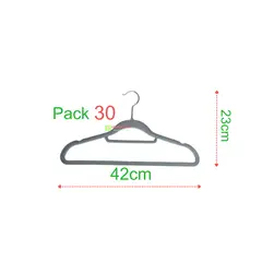GENERICO - Pack 30 Colgadores Terciopelo Antideslizante Gris 42cm