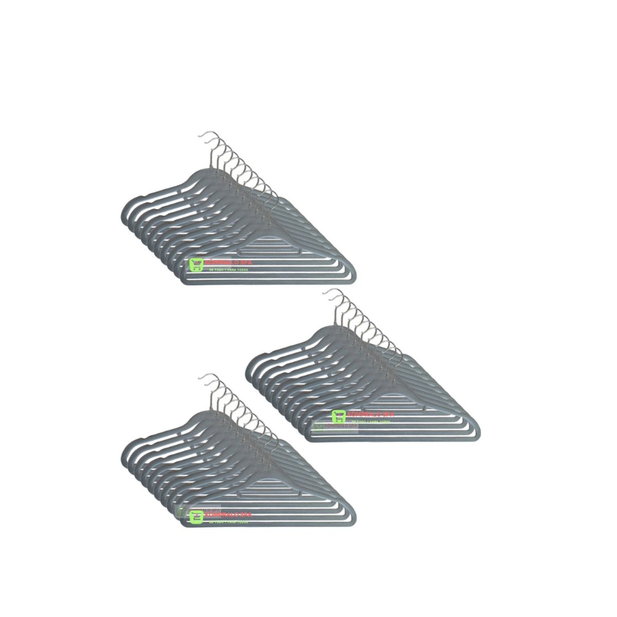 GENERICO - Pack 30 Colgadores Terciopelo Antideslizante Gris 42cm