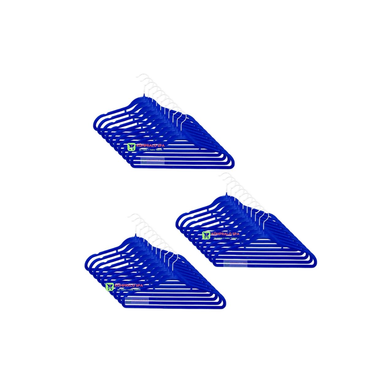 GENERICO - Pack 30 Colgadores Terciopelo Antideslizante Azul 42cm