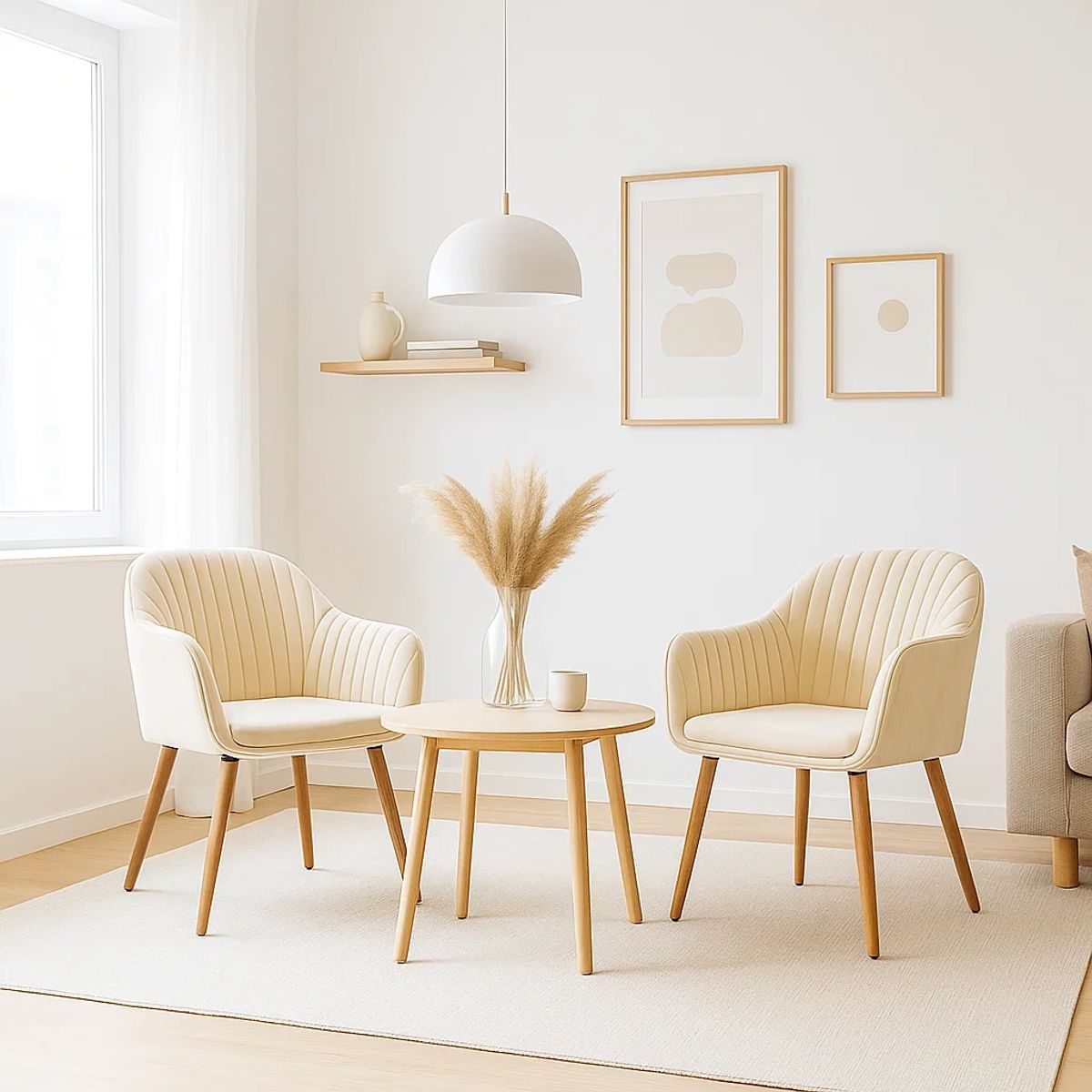 KLIK - Pack de 2 Butacas Sitiales Poltronas Diamante Terciopelo Beige KLIK