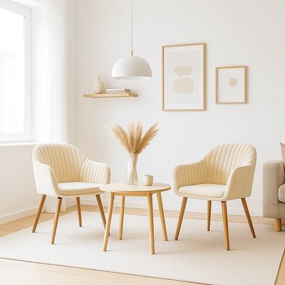 Imagen 2 del producto Pack de 2 Butacas Sitiales Poltronas Diamante Terciopelo Beige