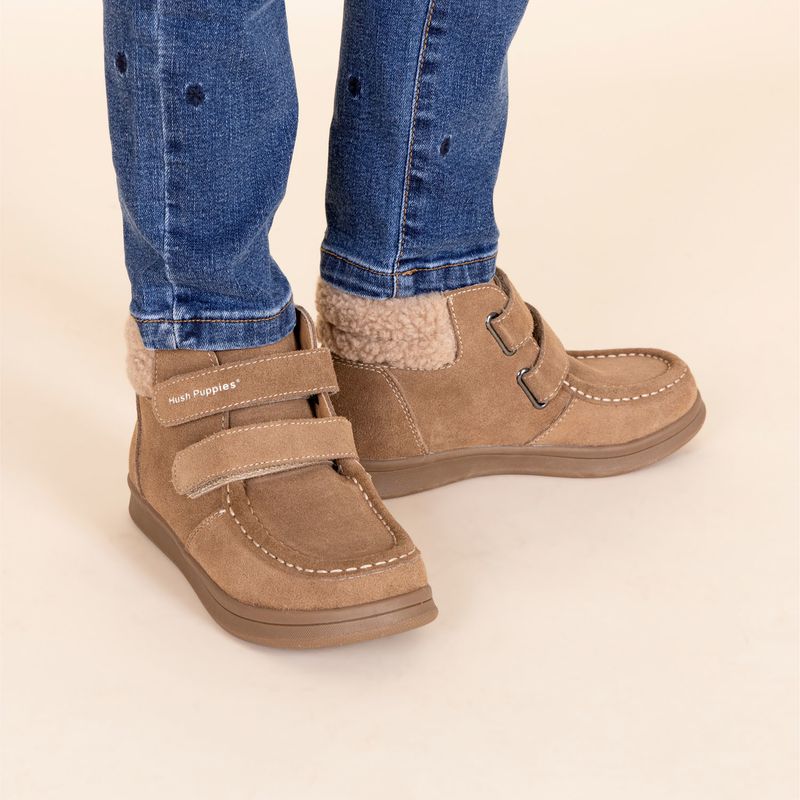 HUSH PUPPIES - Botín Niña Koda Velcro Café HUSH PUPPIES