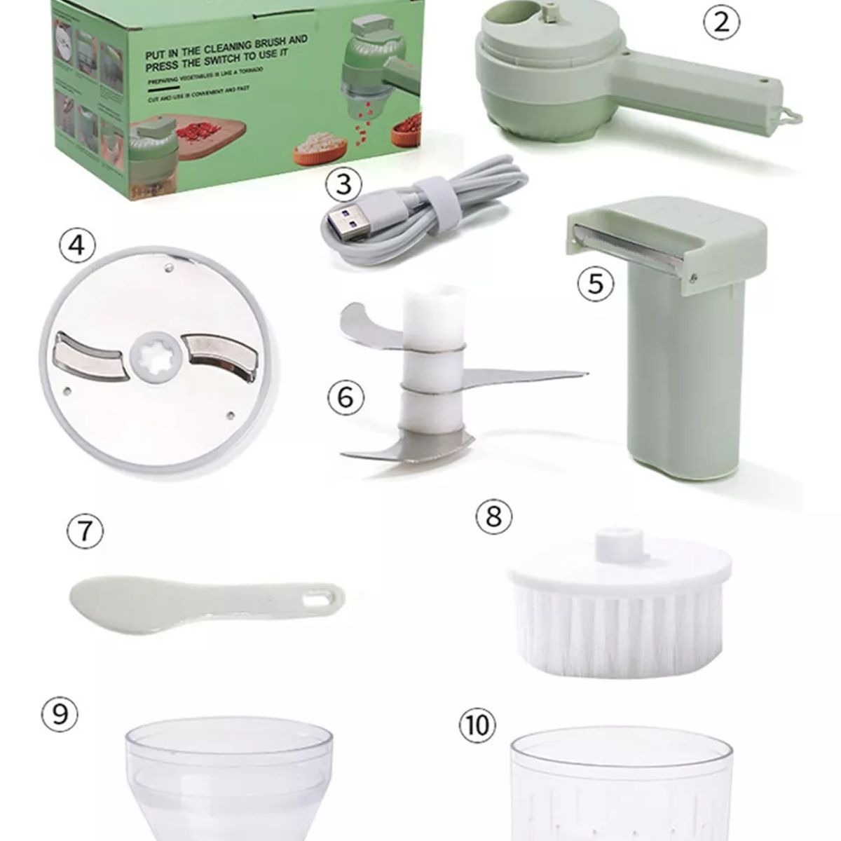 GENERICO - Juego Picador Verduras Electrico Inalambrico Portatil 4 En 1..