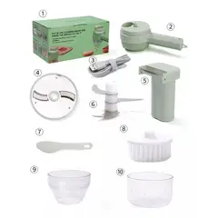 GENERICO - Juego Picador Verduras Electrico Inalambrico Portatil 4 En 1..