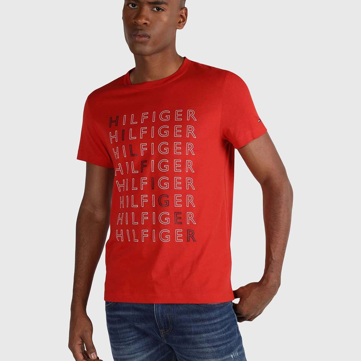 TOMMY HILFIGER - Polera Logo Repeat Rojo Tommy Hilfiger