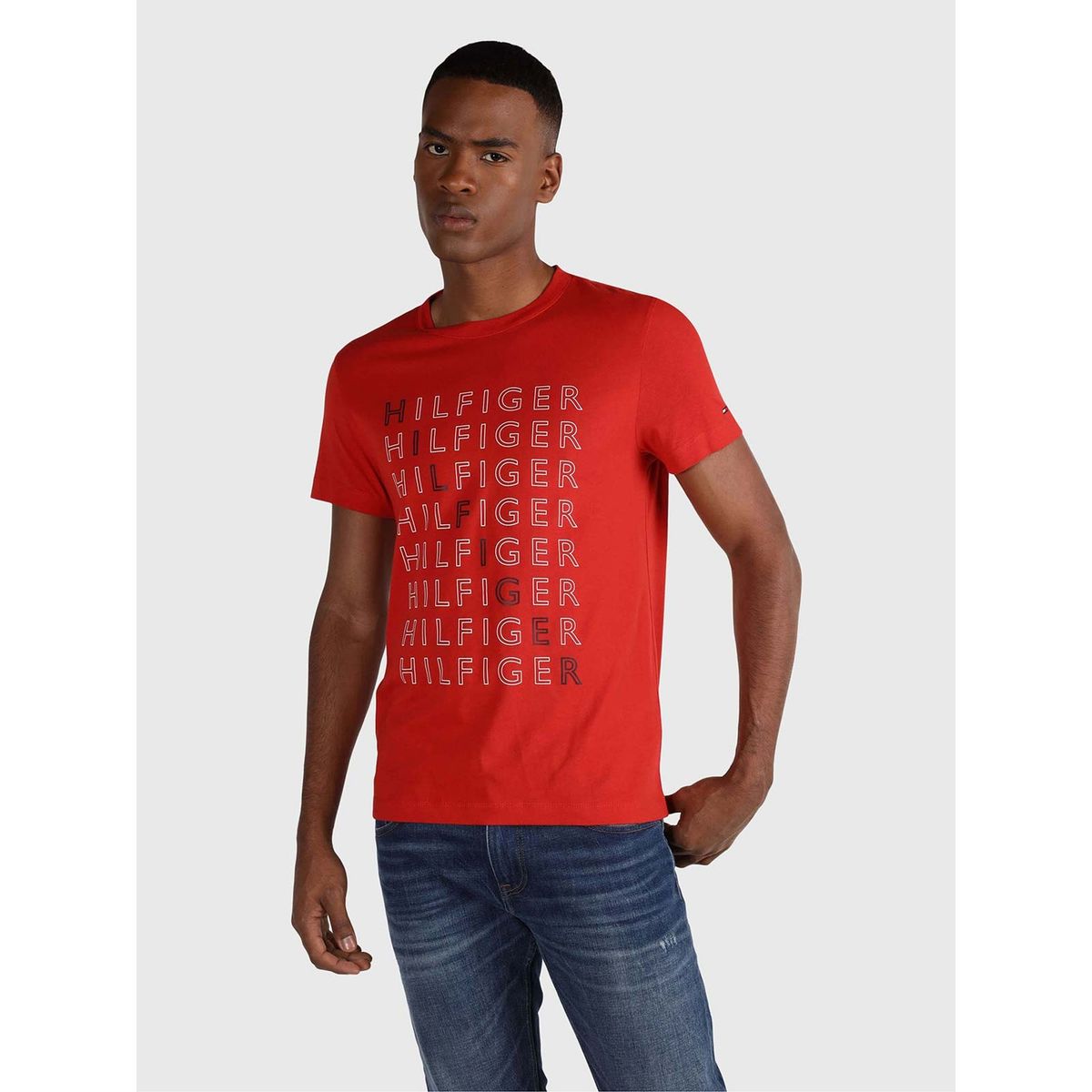 TOMMY HILFIGER - Polera Logo Repeat Rojo Tommy Hilfiger