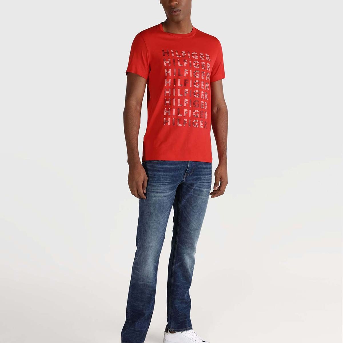 TOMMY HILFIGER - Polera Logo Repeat Rojo Tommy Hilfiger