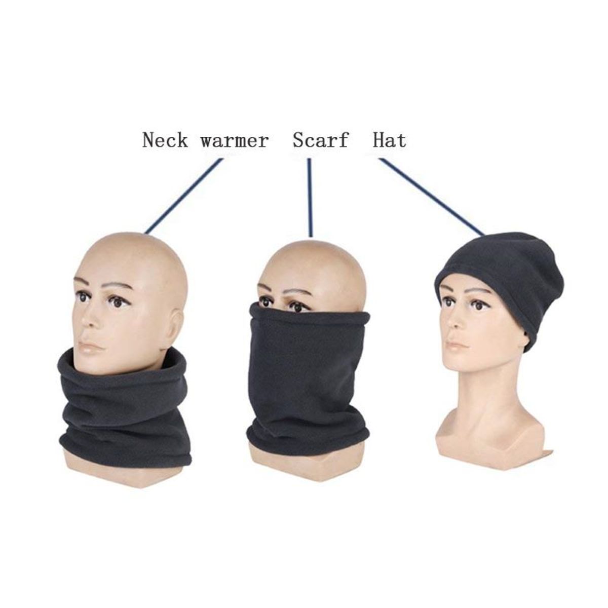 EVERSO - Cuello Invierno Lana Windstopper Snood Bufanda Tubular Cuello Unisex