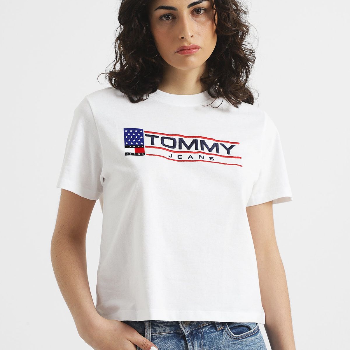TOMMY HILFIGER - Polera Classic Modern Con Logo Blanco Mujer
