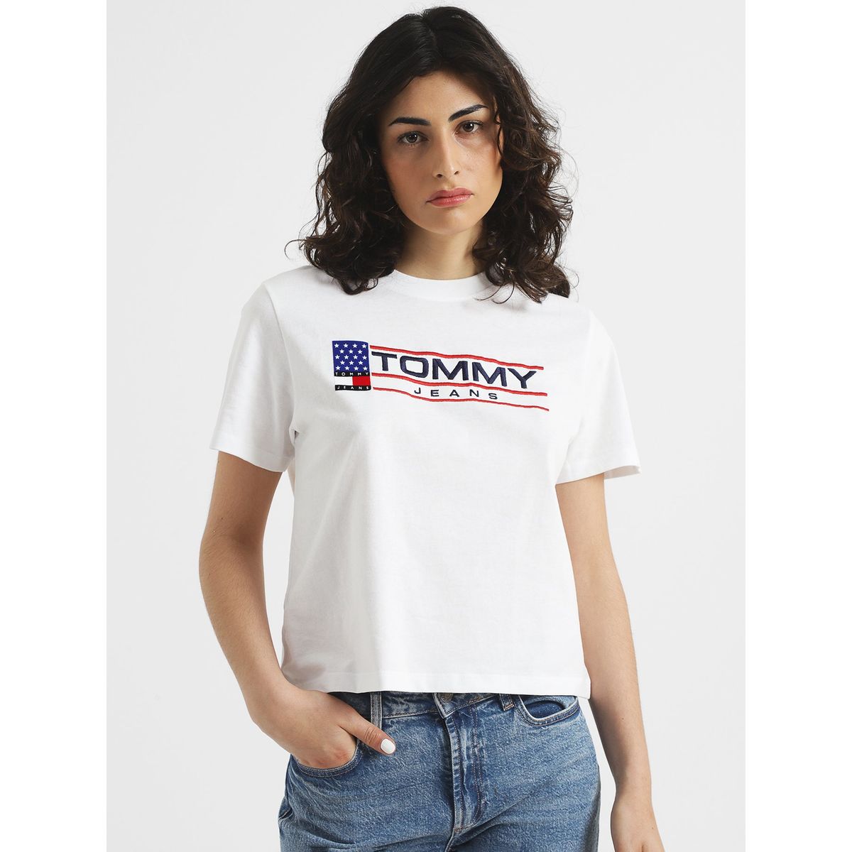 TOMMY HILFIGER - Polera Classic Modern Con Logo Blanco Mujer