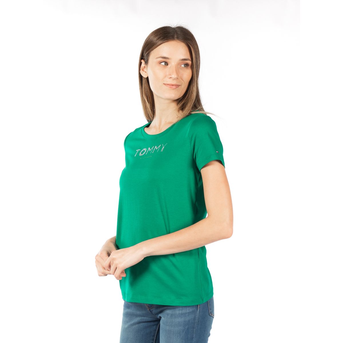 TOMMY HILFIGER - Polera Essential Bling Logo Verde Tommy Hilfiger