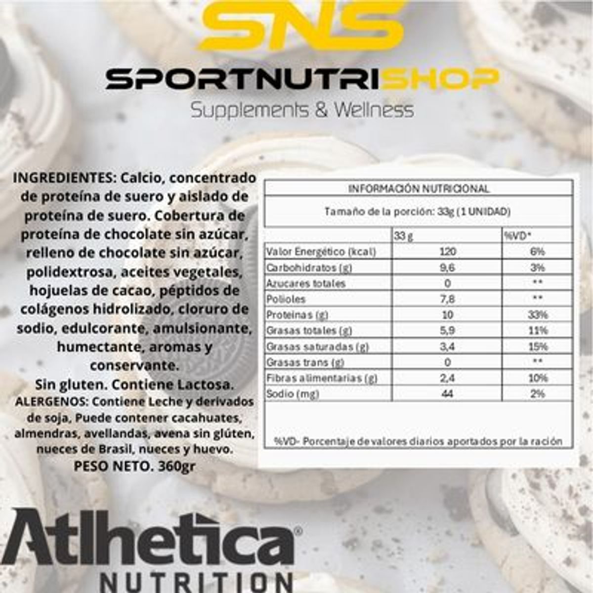 ATLHETICA NUTRITION - Box 12 Barras Best Whey 10gr - Atlhetica -  Sabor Cookies & cream