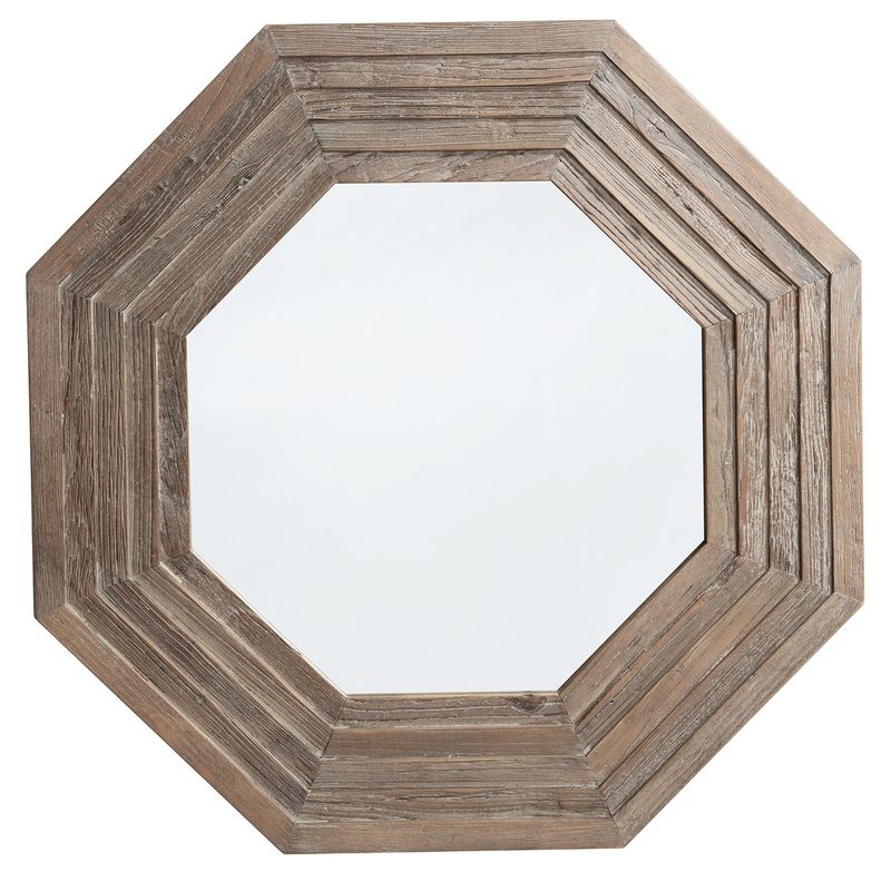 MEYA MUEBLES - Espejo Samarka de madera de olmo color café envejecido 80x80x35