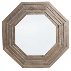 MEYA MUEBLES - Espejo Samarka de madera de olmo color café envejecido 80x80x35